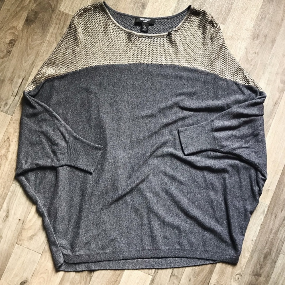 Nine West Gray + Gold Short Sleeve Sweater